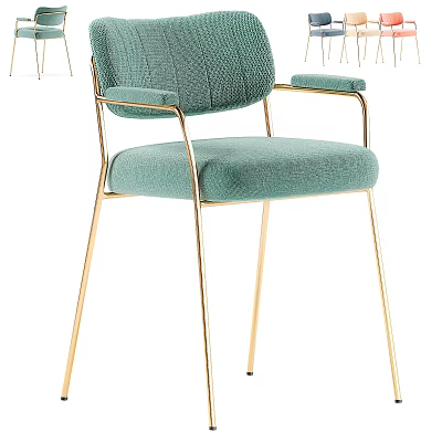 Modern Teal Velvet Accent Chair With Gold Metal Legs And Comfortable Armrests 3d model