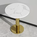 Modern White Marble Top Coffee Table With Golden Spherical Pedestal And Circular Base