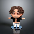 Cute Cartoon Character Figurine With Brown Curly Hair Red Eyes And Black Shirt