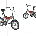 Stylish Red Black Bicycle Set With Comfortable Seats Handlebars And Wheels 3d model