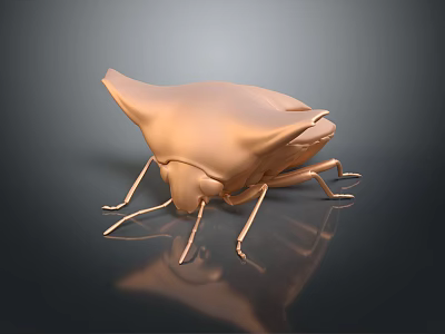 Copper Colored Beetle Model With Smooth Body And Reflective Wings On Dark Background 3d model