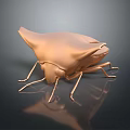 Copper Colored Beetle Model With Smooth Body And Reflective Wings On Dark Background
