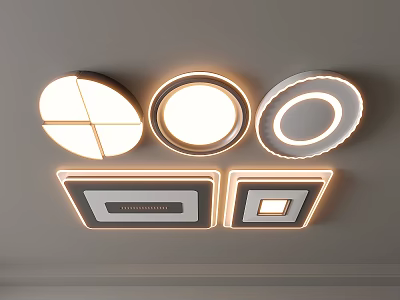 Modern Design Ceiling Lights with Various Shapes and Warm Illumination Effects 3d model