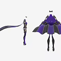 Purple Fantasy Outfit With Cape And Decorative Shoulder Design Details