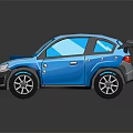 Blue Sporty Car with Rear Spoiler Front Air Intake and Black Alloy Wheels