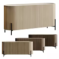 Modern Stylish Entryway And Side Cabinets With Pleated Design Black Legs Set