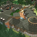 Scenic Mountain Hotel Architecture Surrounded By Lush Forest And Green Landscapes