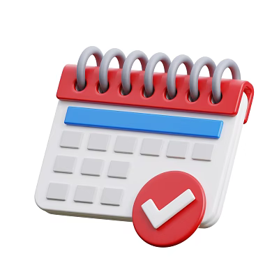 Decorative Ornament Set Featuring Spiral Bound Calendar With Blue Stripe And Red Check Mark 3d model