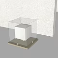 Square Table Lamp With White Lampshade Dark Base On Light Colored Tabletop Gray Wall
