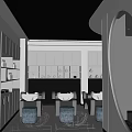 Modern Beauty Hair Salon Interior With Styling Chairs Product Shelves And Blue Lighting