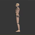 3D Rendered Game Film Character Model Featuring Mechanical Joints and Yellow Sensor Head