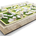 Professional Commercial Planning Model With Mini Buildings Green Areas And Wooden Base