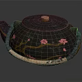 Traditional Handcrafted Black Tea Pot With Cherry Blossom Patterns Wooden Lid And Handle