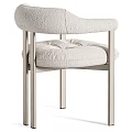 Modern Beige Upholstered Dining Chairs With Armrests And Sturdy Metal Legs