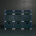 Dark Blue Modern Minimalist Console Side Cabinet With Storage Shelves And Wooden Legs
