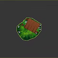 Wooden Dog House with Red Roof Green Grass Red Mushrooms and White Stones