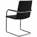 Contemporary Black Fabric Chair With Metal Frame Armrests And Stable Leg Design