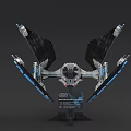 Building Blocks Spaceship Model With Blue And Black Detailed Structure Design 3d model