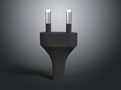 Modern Black Electrical Plug With Two Prongs 3D Model Design 3d model
