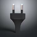Modern Black Electrical Plug With Two Prongs 3D Model Design 3d model