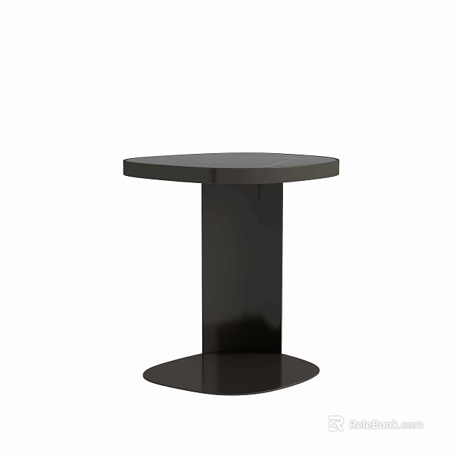 Modern Black Round Side Table with Sleek Cylindrical Base and Smooth Surface Design 3d model