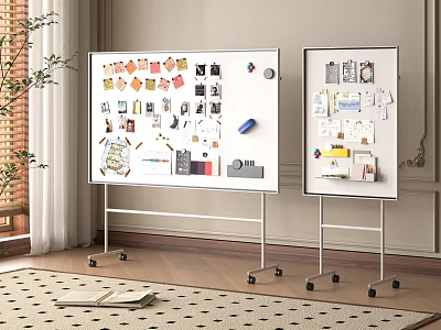 Mobile Whiteboards In Creative Workspace With Design Sketches Notes And Color Swatches 3d model