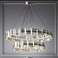 Four Modern Circular Crystal Chandeliers with Stylish Design Hanging on Gray Wall