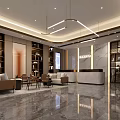 Modern Elegant Hotel Lobby Interior Design With Reception Counter Sofa Area And Marble Flooring