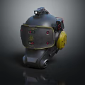 Black And Yellow Protective Device With Top Light Side Red Buttons And Warning Signs