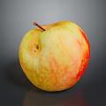 Fresh Ripe Yellow And Red Apple With Small Spot On Dark Background And Reflection