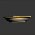 Tasty Yellow Noodles With Vegetables And Meat In Light Bowl On Dark Background