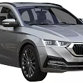 Silver Skoda Station Wagon Car With Stylish Headlights And Wheels