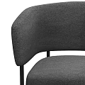 Modern Gray Fabric Leisure Chair With Curved Armrest And Black Metal Legs