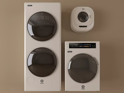 Modern Stylish Washing Machine Models With Digital Control Panels And Sleek Exteriors 3d model