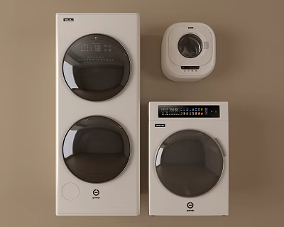 Modern Stylish Washing Machine Models With Digital Control Panels And Sleek Exteriors 3d model