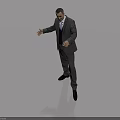 Man In Formal Suit Standing With Outstretched Hand On Reflective Floor