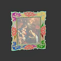 Golden Decorative Picture Frame With Intricate Carvings Holding Classic Religious Painting