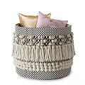 Vintage Other Basket Wicker Storage Linen Trim 3d model