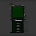 Green Radar Monitoring Device With Fan Shaped Display Screen Cylindrical Base And Connected Cables