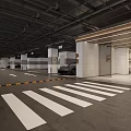 Modern Parking Garage Entrance Design With Glass Doors Bright Lighting And Floor Markings