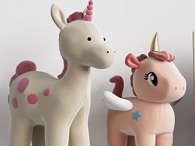 Adorable Unicorn Plush Toys With Colorful Details 3d model