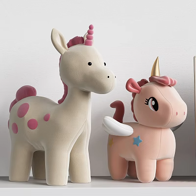 Adorable Unicorn Plush Toys With Colorful Details 3d model