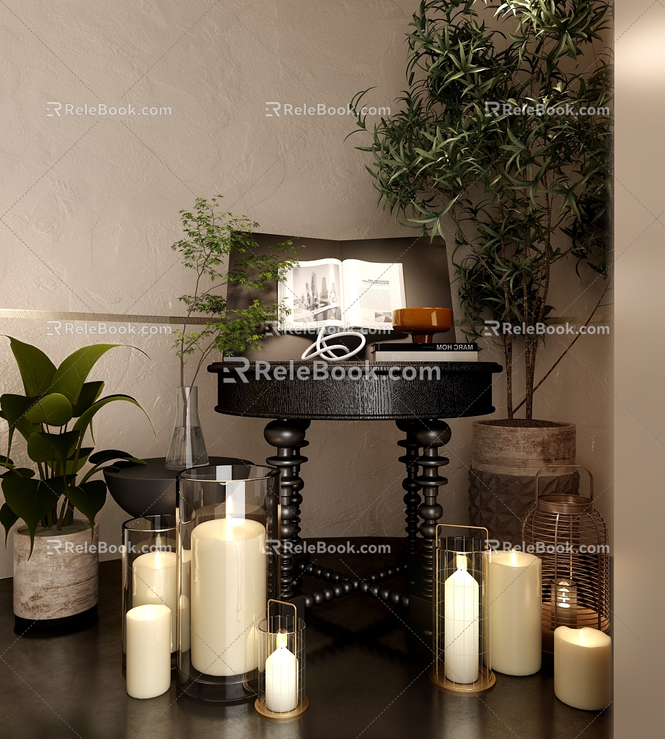 Table Decorative Table Decorative Combination Candlestick 3d model