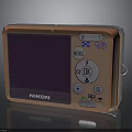 Nikon Electronic Digital Camera In Orange With LCD Screen And Control Buttons