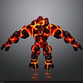 3D Lava Creature Character With Rock Body And Flowing Glowing Magma Details