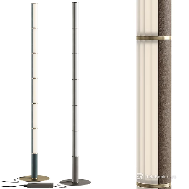 Modern Floor Lamps With Sleek Metal Frames And Wooden Accent Details 3d model 