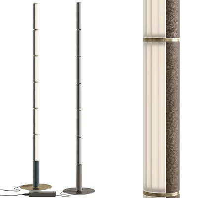 Modern Floor Lamps With Sleek Metal Frames And Wooden Accent Details 3d model