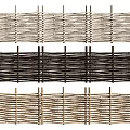 Woven Wooden Railings in Natural and Dark Brown Tones for Garden Decoration
