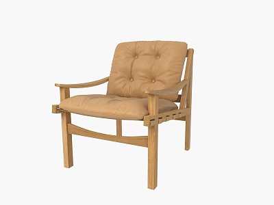 Leisure Chair Single Chair Sofa Chair Wooden Ins Loft Industrial Style Home Chair Light Luxury Leather Chair 3d model