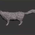 Light Colored 3D Cat Model Featuring Fluffy Fur Yellow Eyes On Dark Reflective Background 3d model